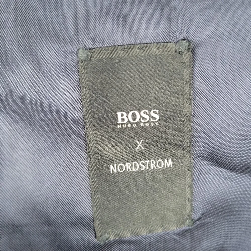 Hugo Boss x Nordstrom Blue 100% Wool Super 120 Drago Check Blazer Sport Coat 42L